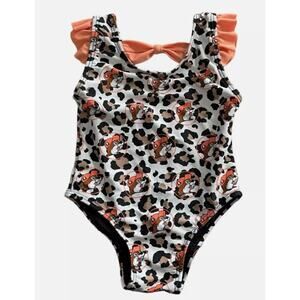 Buc-ee’s Swimsuit 9-12 Months Infant Baby One-Piece Leopard Beaver Print Swim
